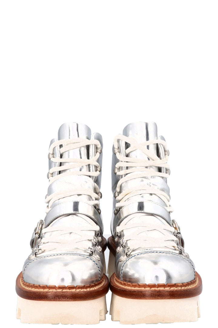 MONCLER Chunky Boots Leather Silver