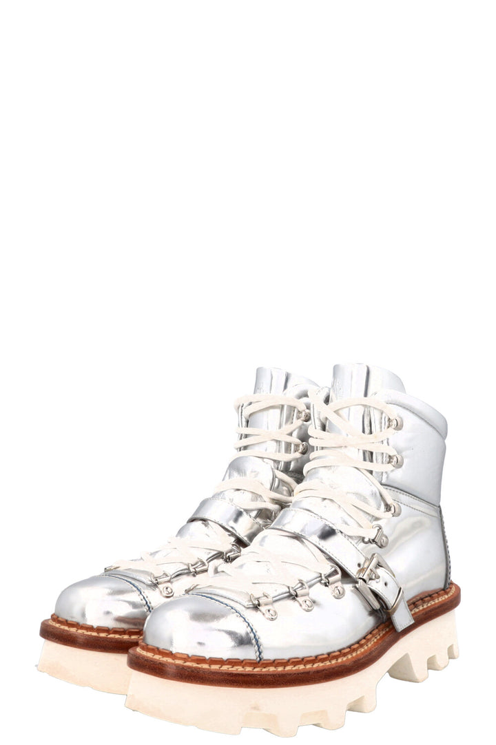 MONCLER Chunky Boots Leather Silver
