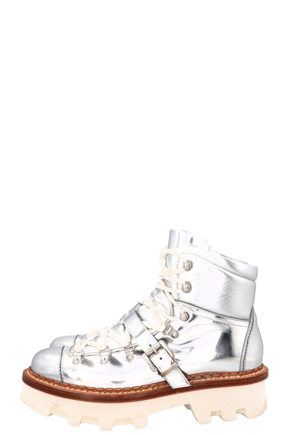 MONCLER Chunky Boots Leather Silver