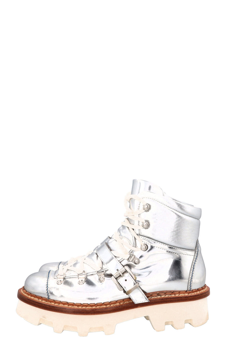 MONCLER Chunky Boots Leather Silver
