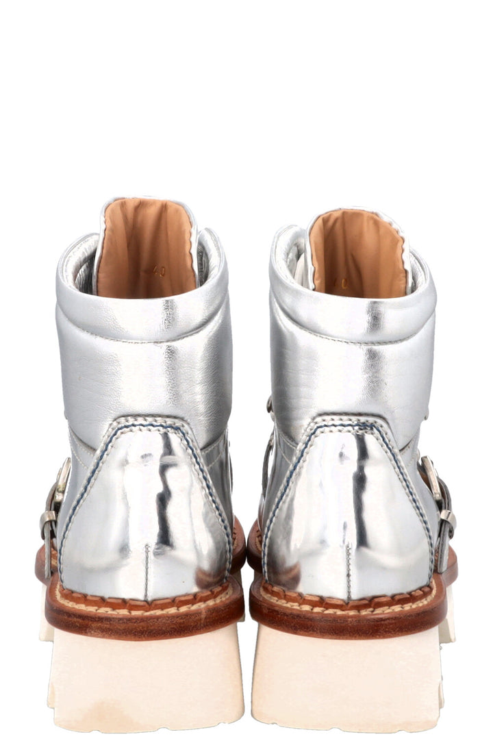 MONCLER Chunky Boots Leather Silver
