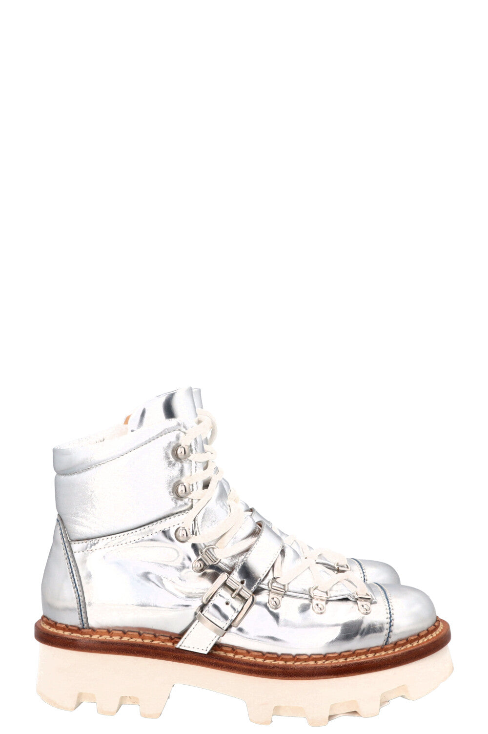 MONCLER Chunky Boots Leather Silver