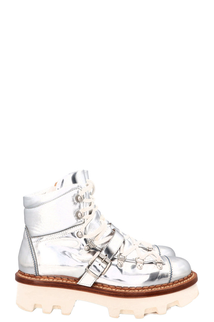 MONCLER Chunky Boots Leather Silver