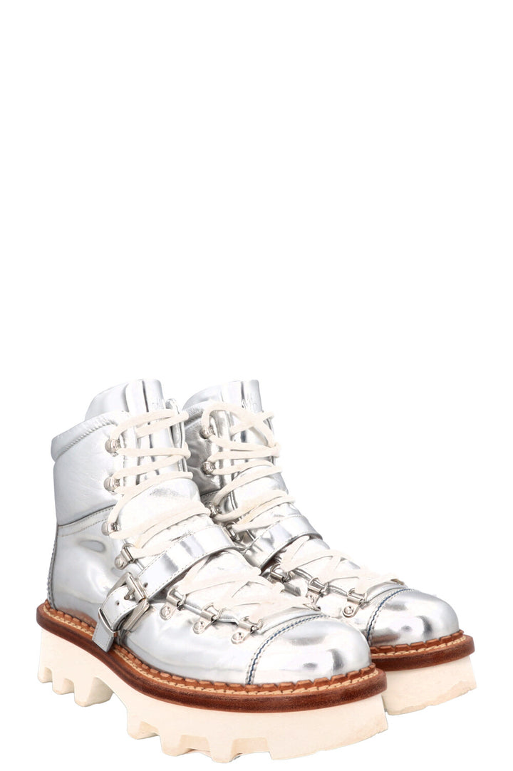 MONCLER Chunky Boots Leather Silver