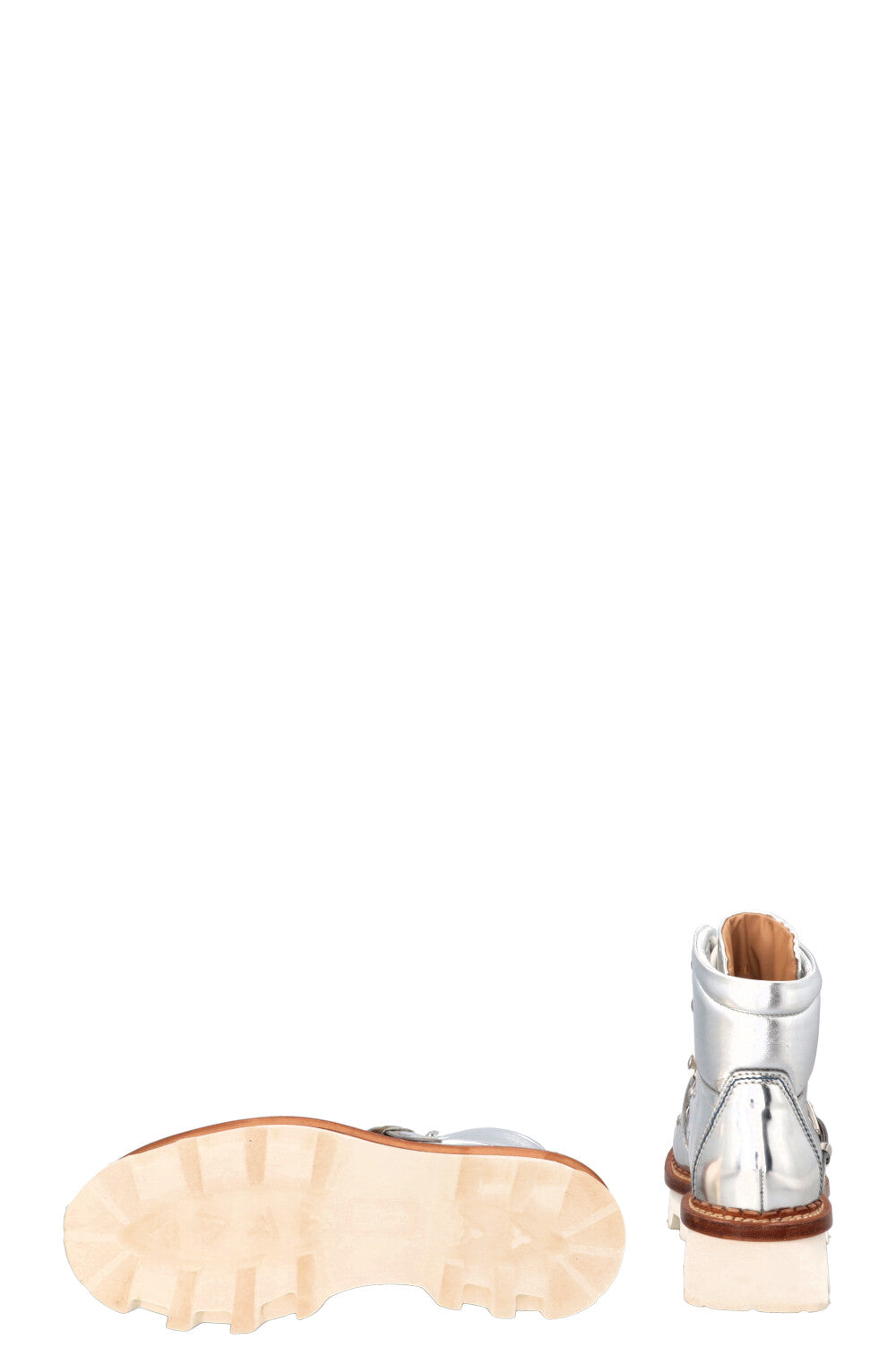 MONCLER Chunky Boots Leather Silver