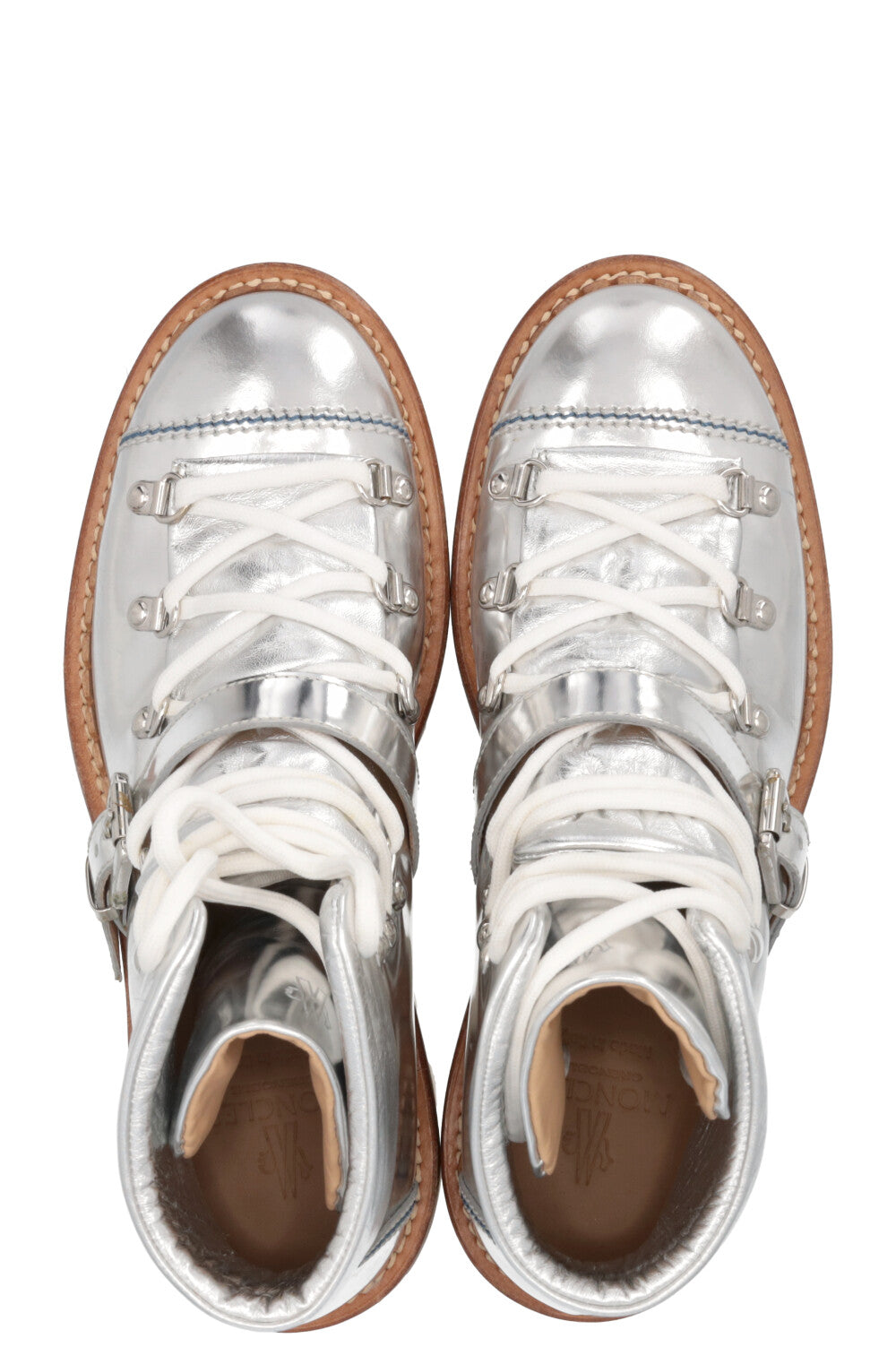 MONCLER Chunky Boots Leather Silver