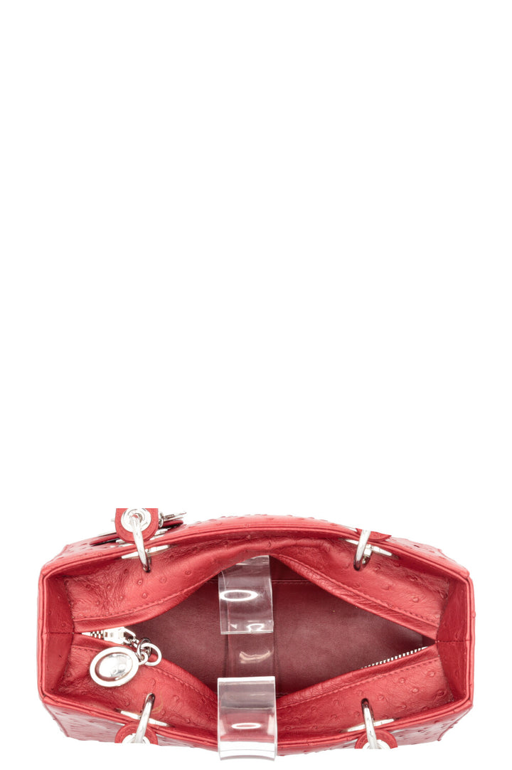 CHRISTIAN DIOR Medium Lady Dior Ostrich Red