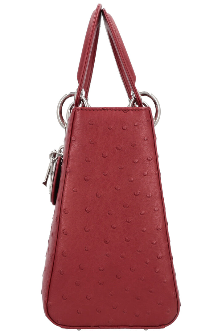 CHRISTIAN DIOR Medium Lady Dior Ostrich Red