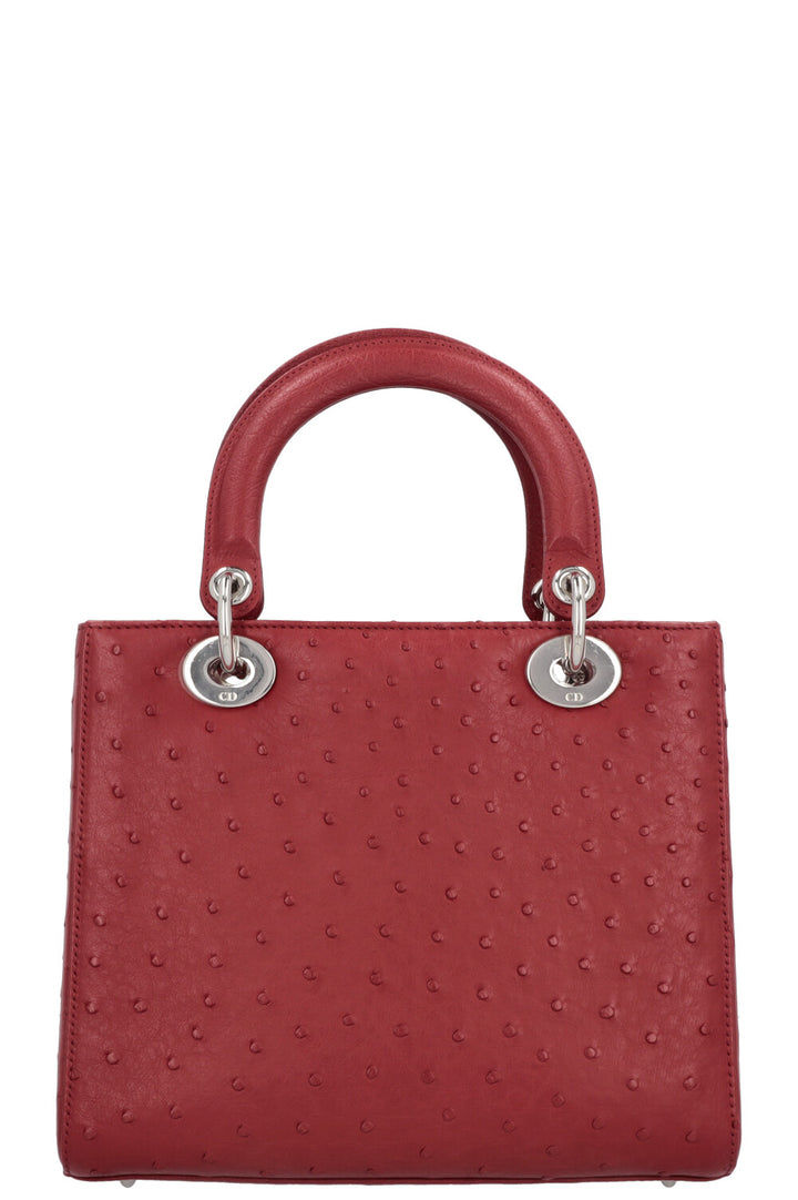 CHRISTIAN DIOR Medium Lady Dior Ostrich Red