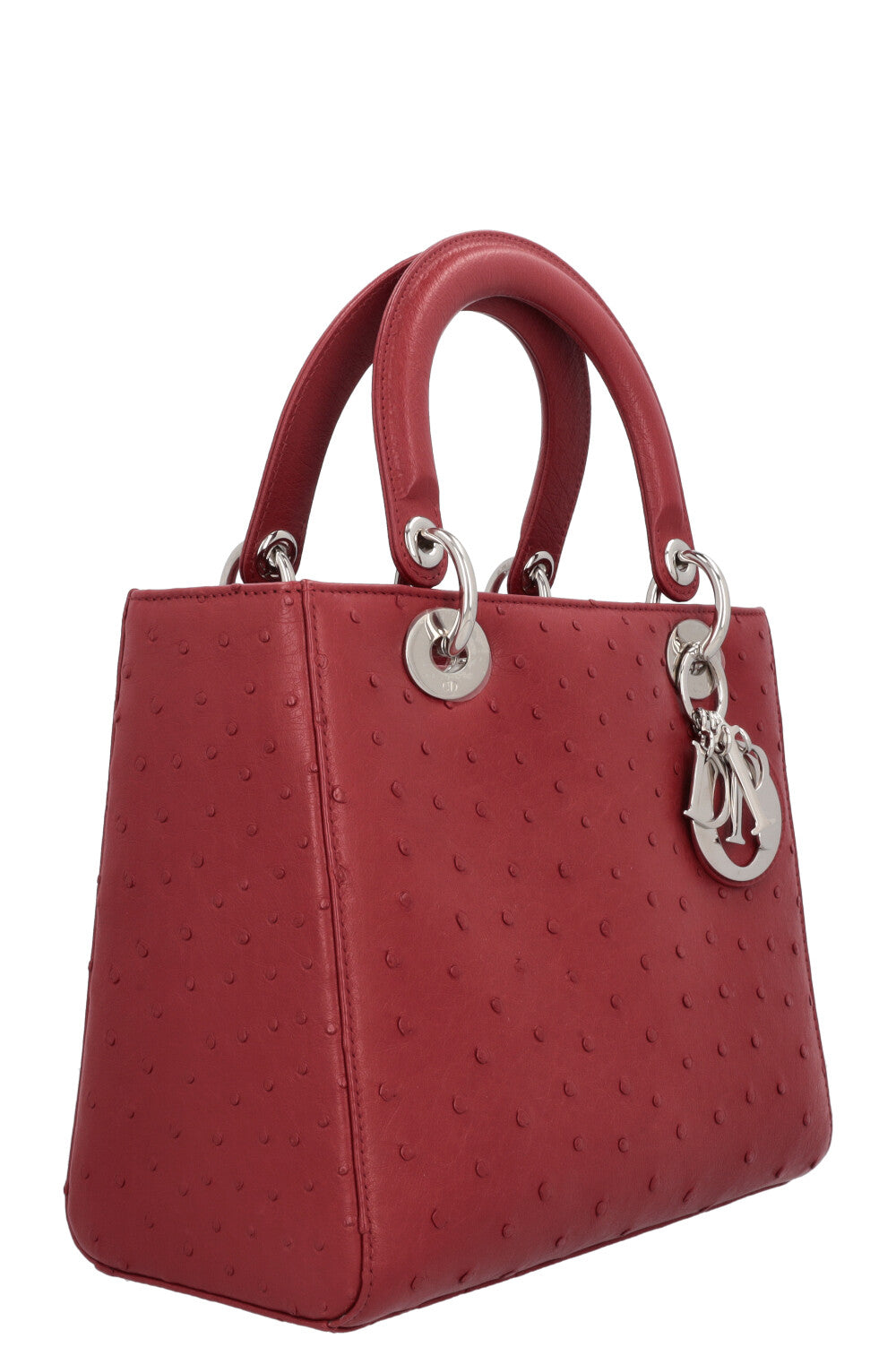CHRISTIAN DIOR Medium Lady Dior Ostrich Red
