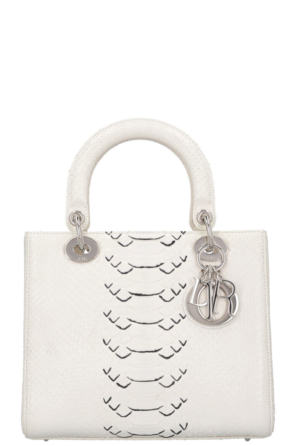 CHRISTIAN DIOR Medium Lady Dior Python White