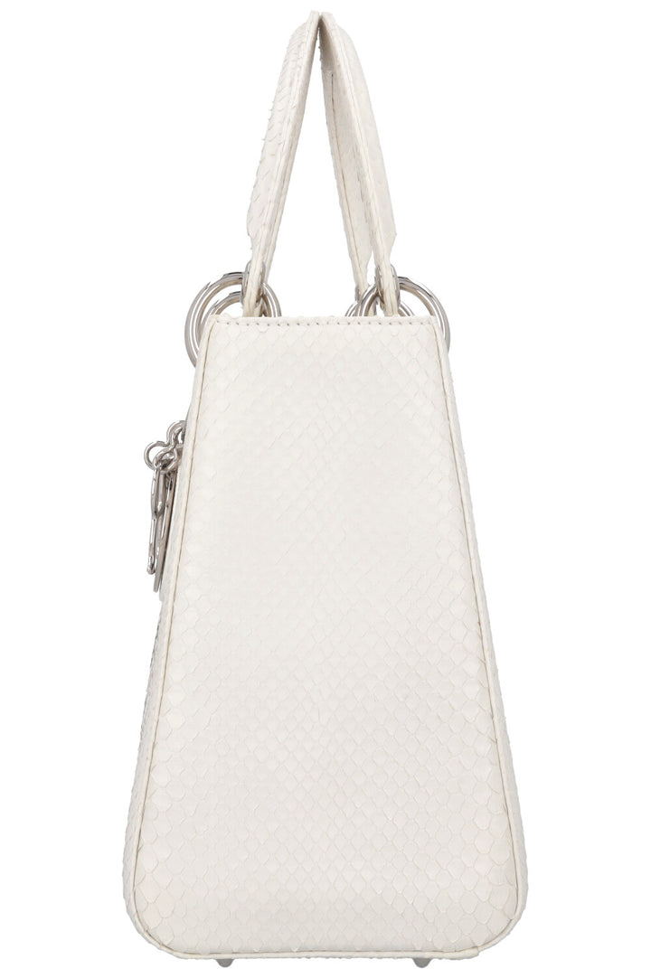 CHRISTIAN DIOR Medium Lady Dior Python White