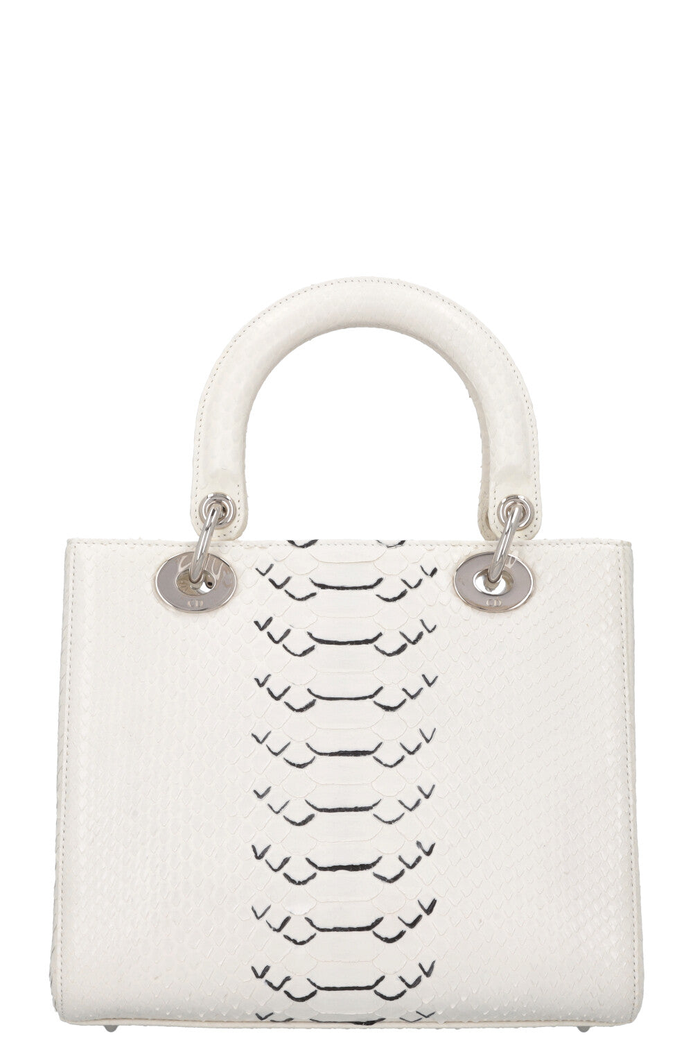 CHRISTIAN DIOR Medium Lady Dior Python White
