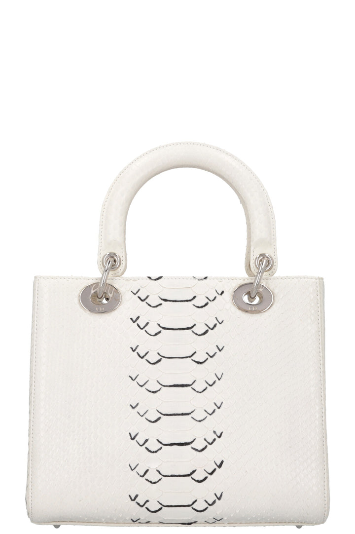 CHRISTIAN DIOR Medium Lady Dior Python White