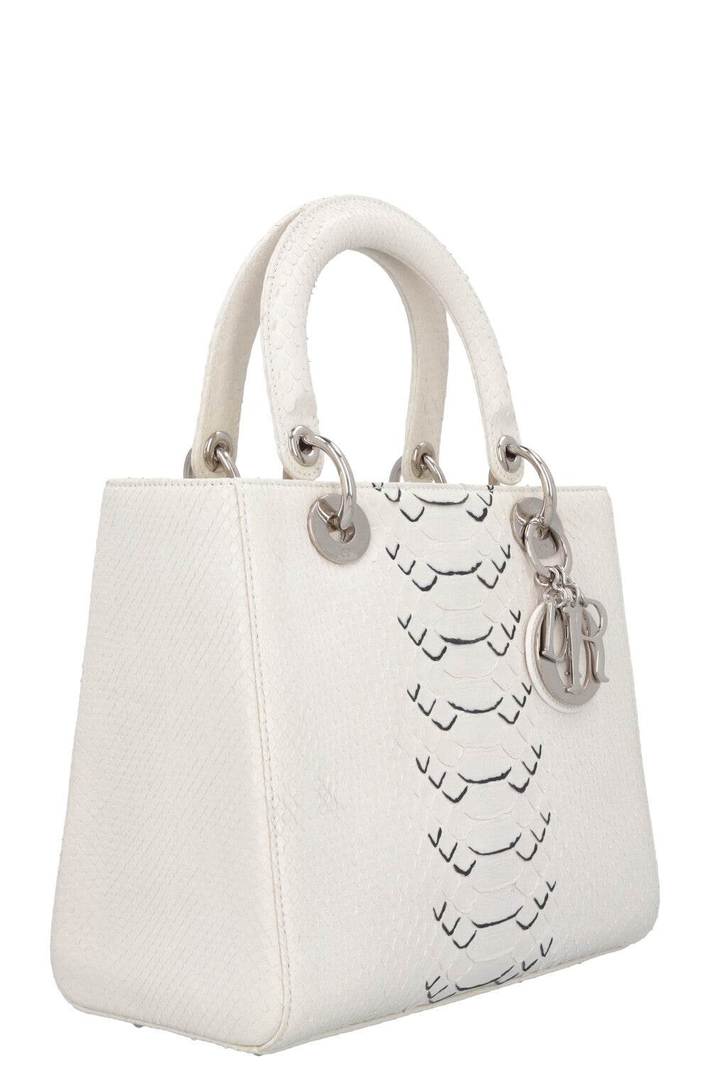 CHRISTIAN DIOR Medium Lady Dior Python White