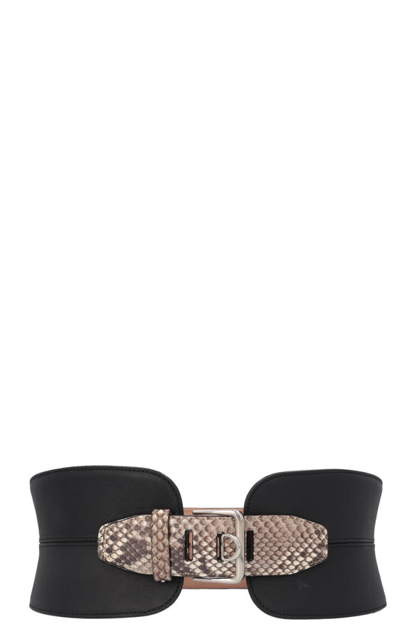 CHRISTIAN DIOR Waist Belt Leather Python Black