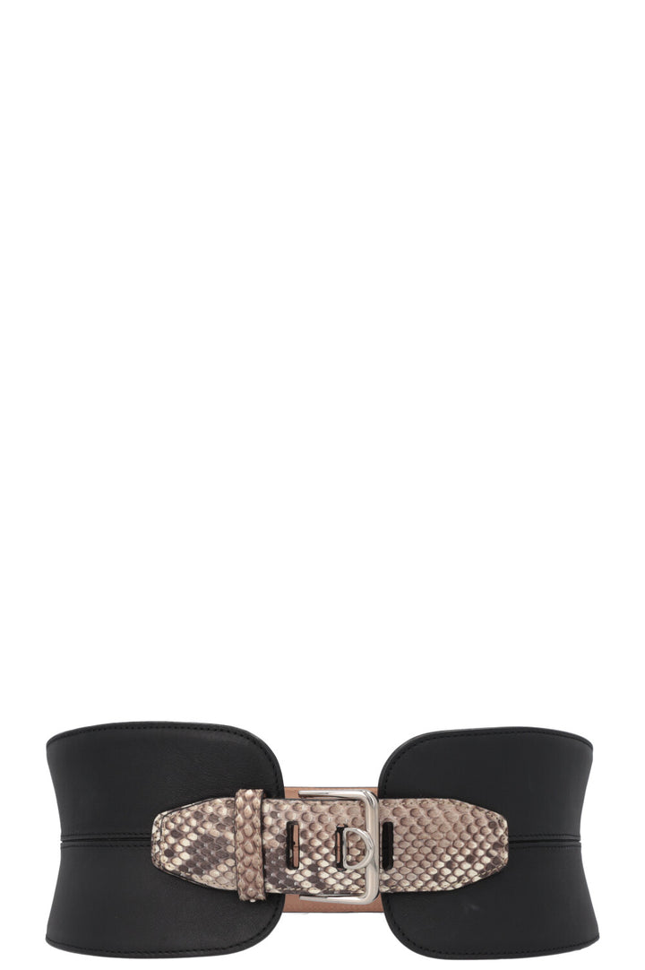 CHRISTIAN DIOR Waist Belt Leather Python Black