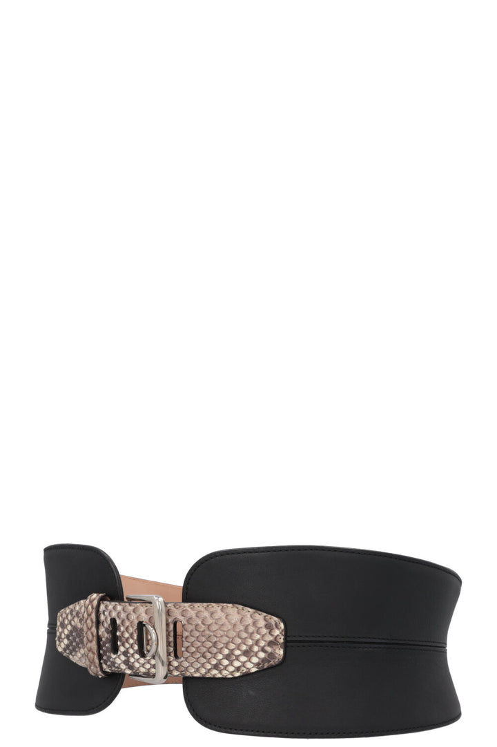 CHRISTIAN DIOR Waist Belt Leather Python Black
