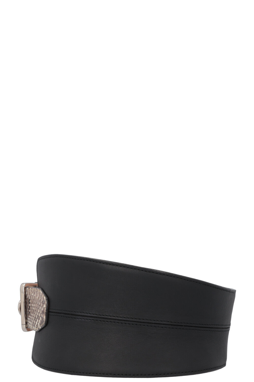 CHRISTIAN DIOR Waist Belt Leather Python Black