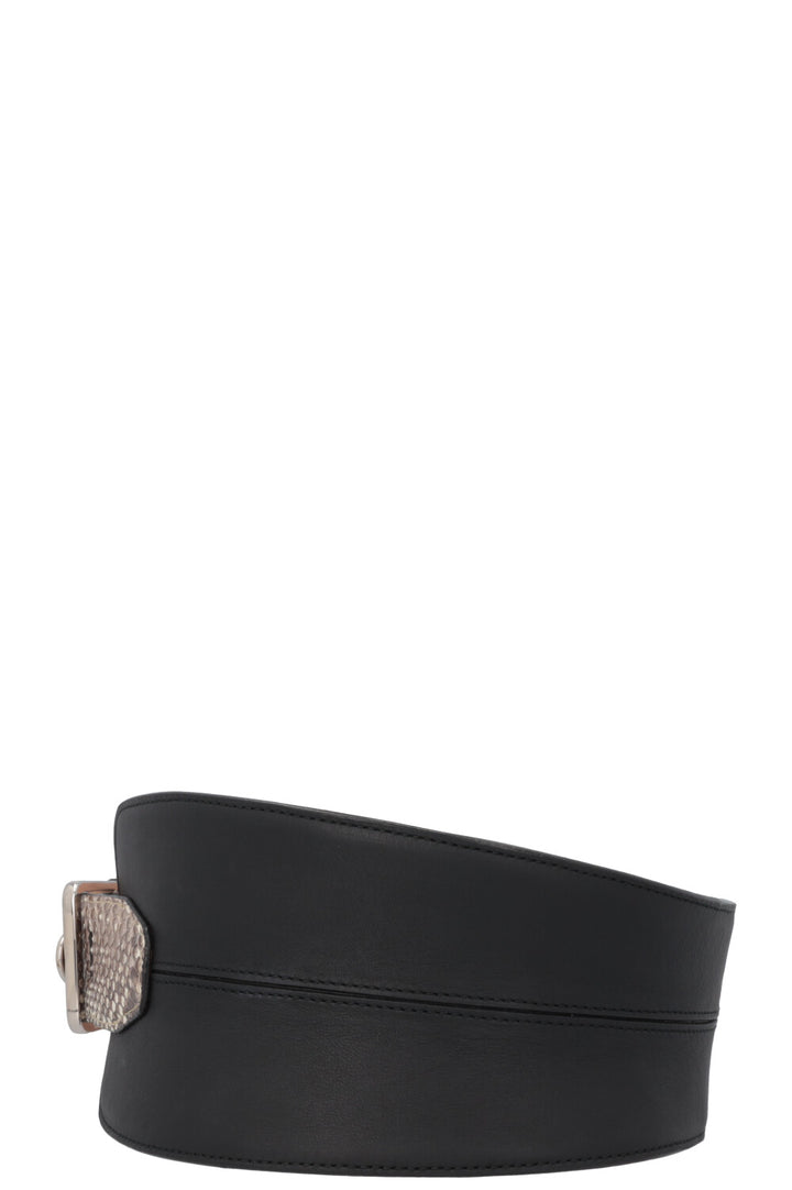 CHRISTIAN DIOR Waist Belt Leather Python Black
