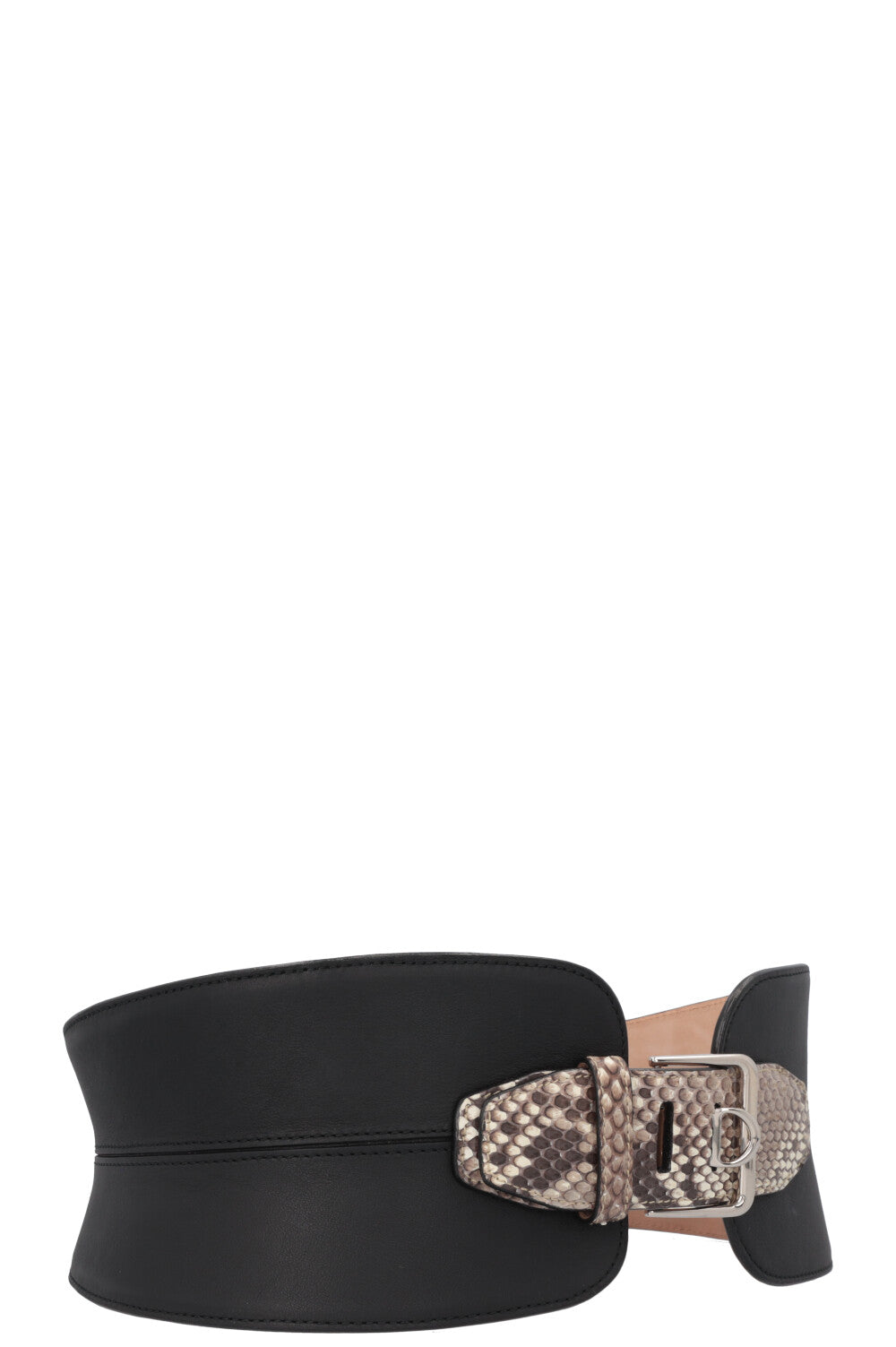 CHRISTIAN DIOR Waist Belt Leather Python Black