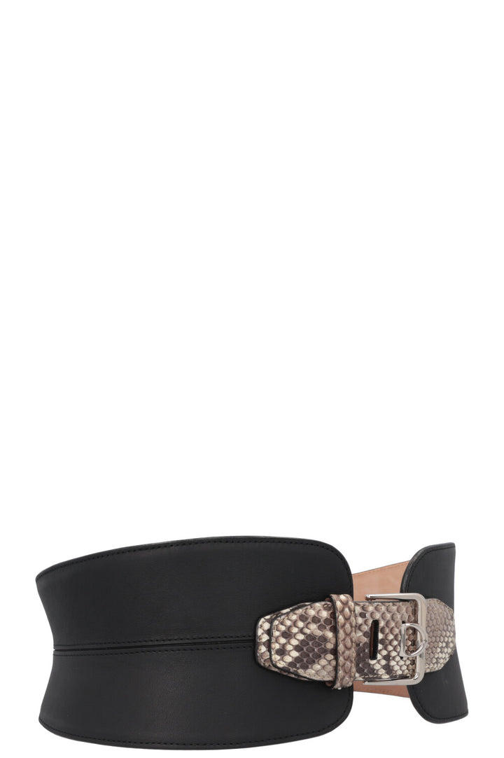 CHRISTIAN DIOR Waist Belt Leather Python Black
