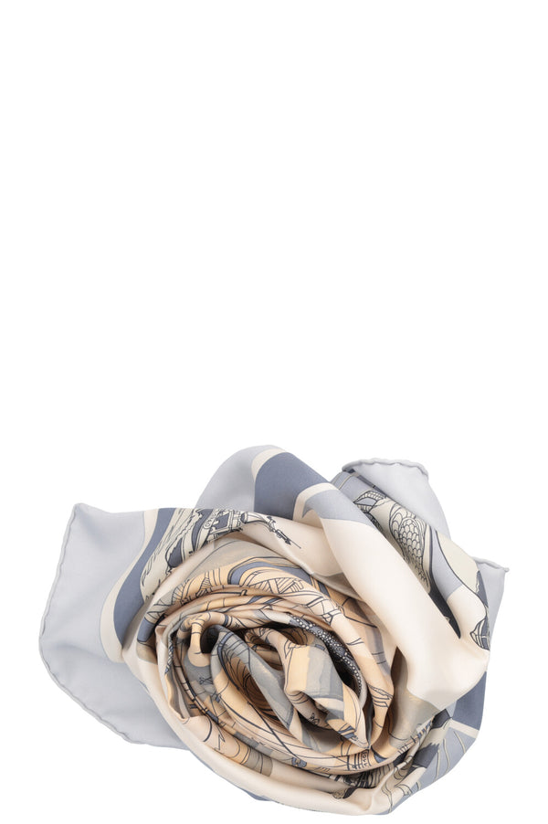 HERMÈS Compagnons de Mer Carré Silk Blue