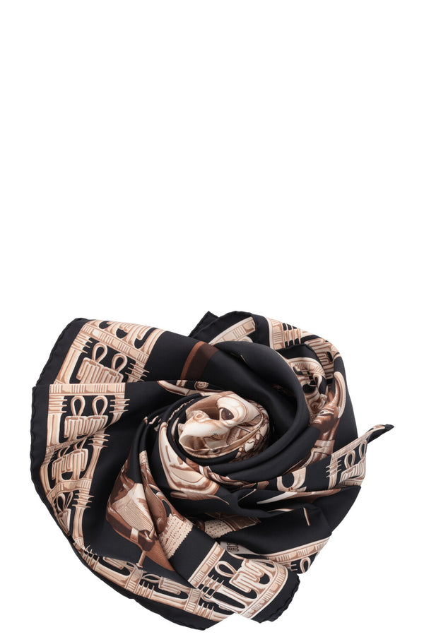 HERMÈS Tutankhamun Carré Silk Black