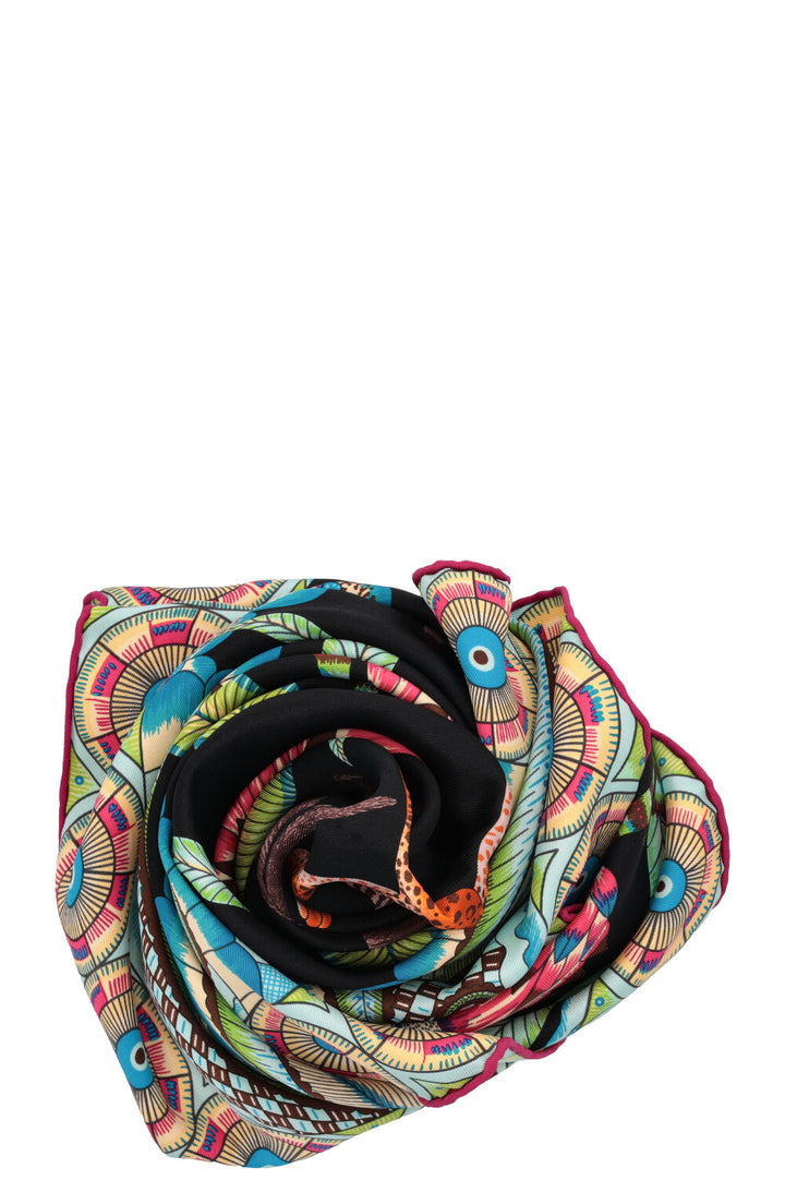 HERMÈS The Savana Dance Carré 65 Silk Blue