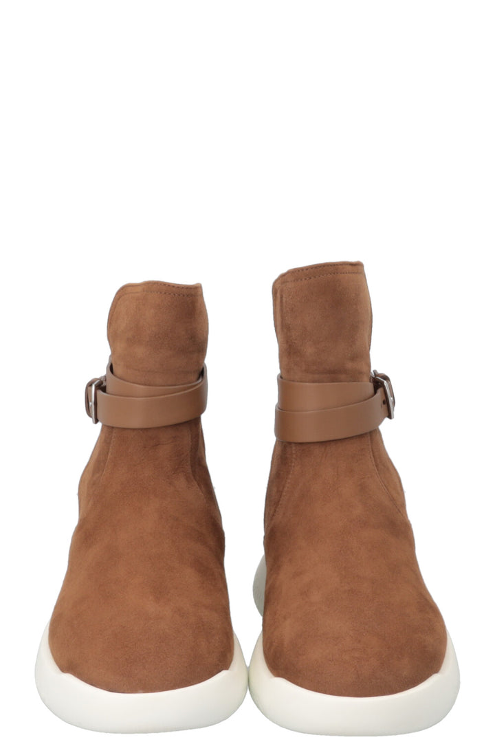 Bottes à boucle HERMÈS en daim marron