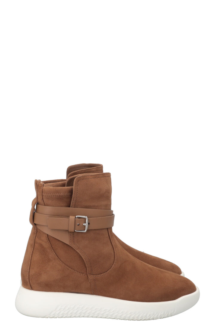 Bottes à boucle HERMÈS en daim marron