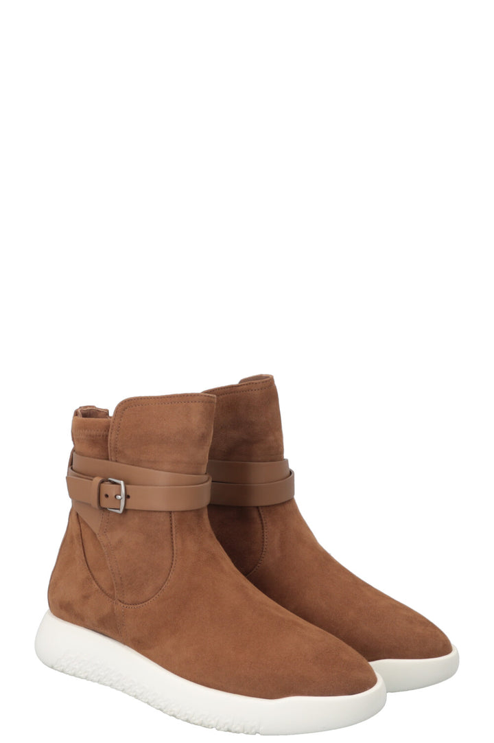 Bottes à boucle HERMÈS en daim marron