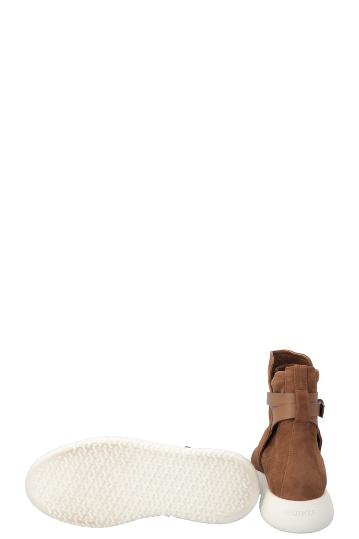 Bottes à boucle HERMÈS en daim marron