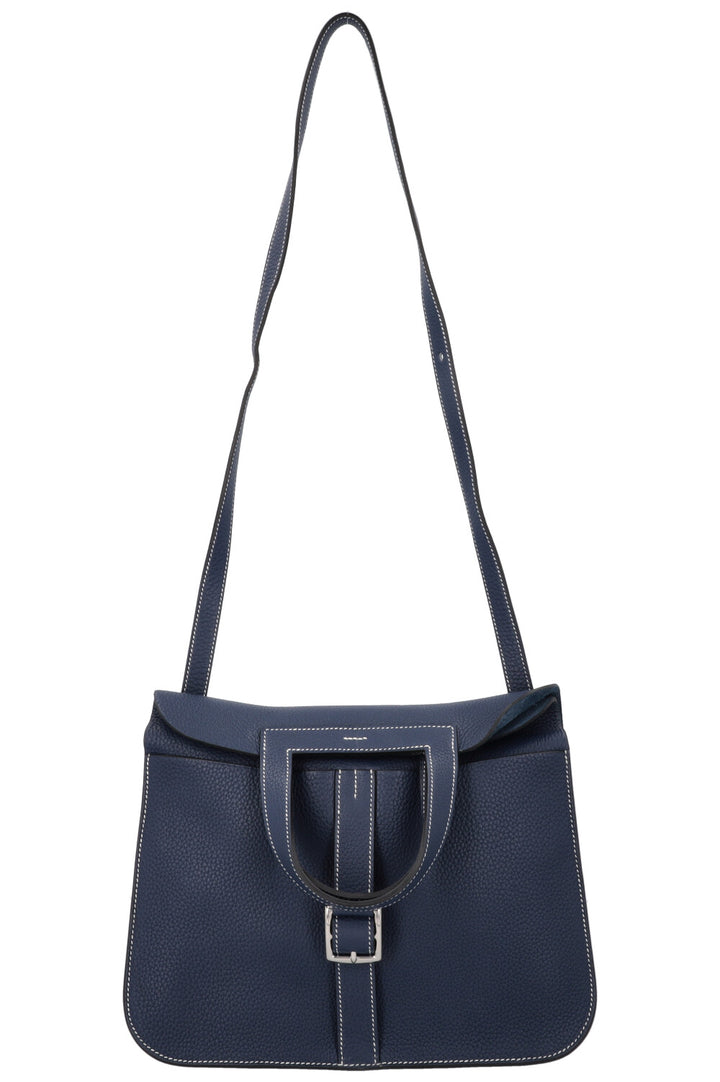HERMÈS Halzan 31 Bag Clemence Bleu Marine