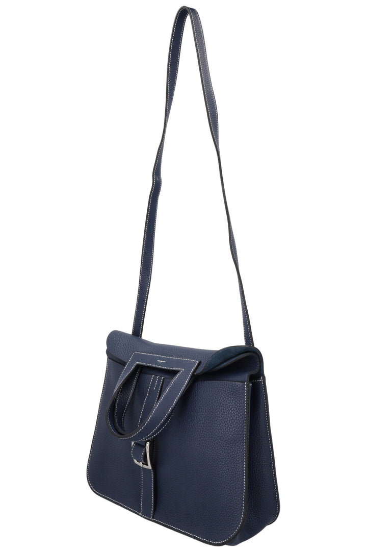 HERMÈS Halzan 31 Bag Clemence Bleu Marine