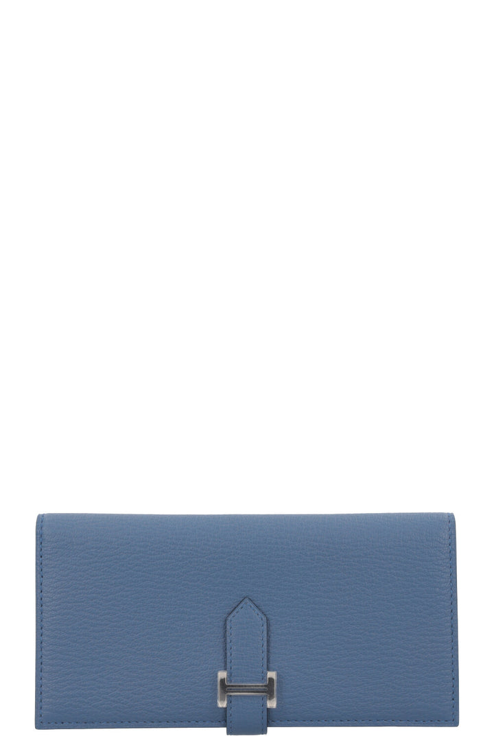 HERMÈS Bearn Wallet Chevre Blue