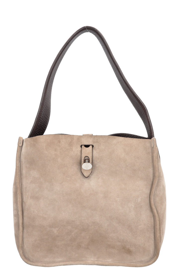LORO PIANA Bucket Bag Suede Grey