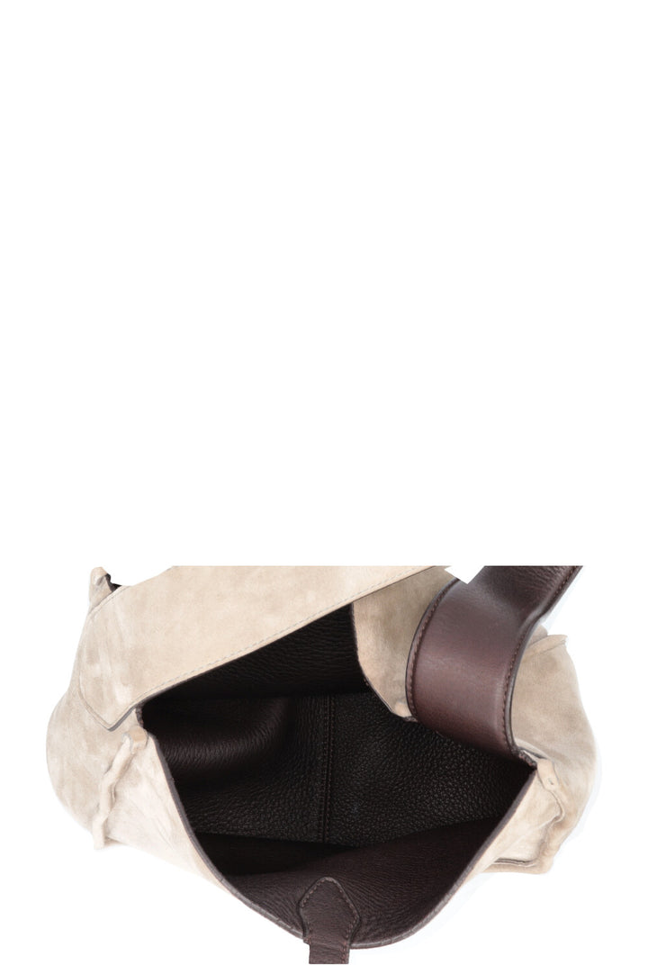 LORO PIANA Bucket Bag Suede Grey