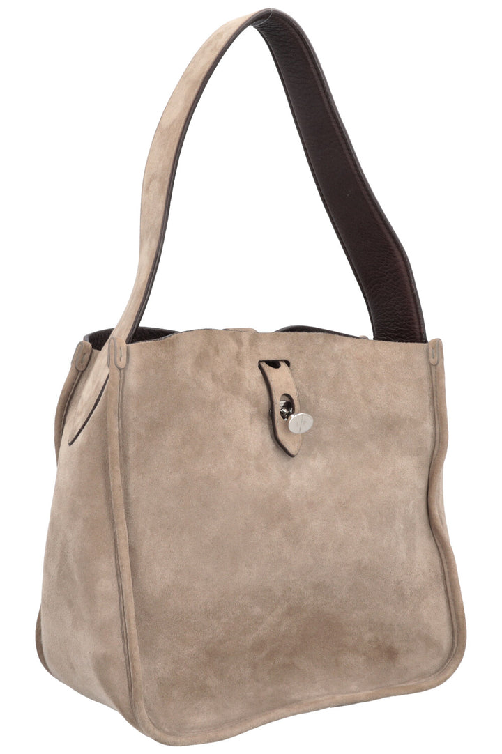 LORO PIANA Bucket Bag Suede Grey