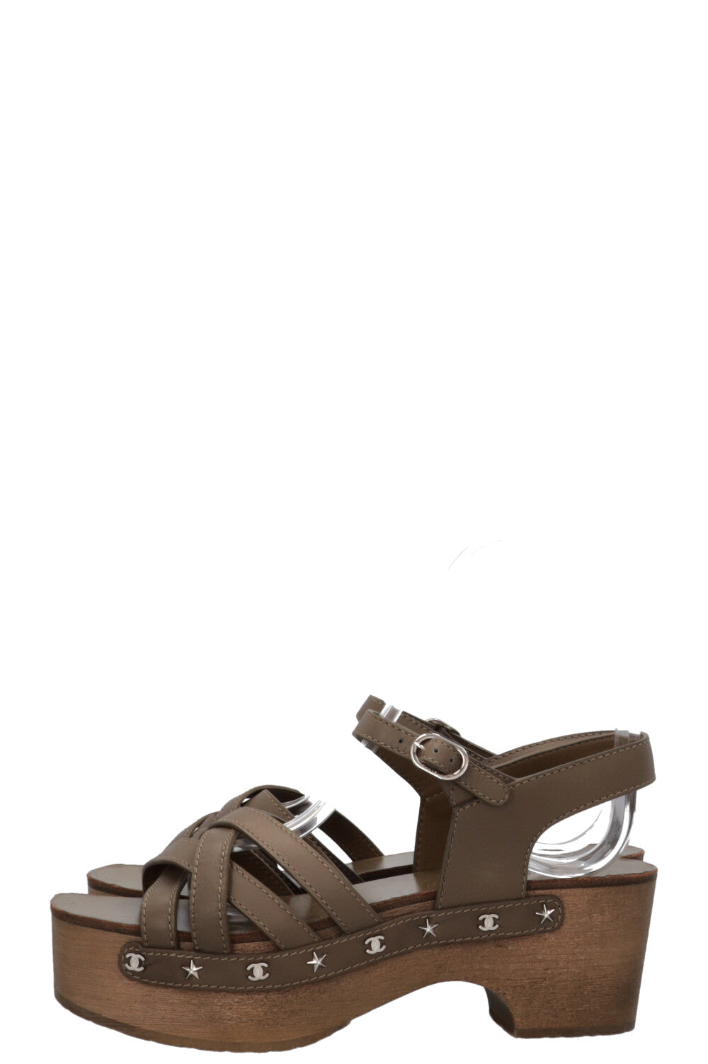 CHANEL CC Studded Clogs Green