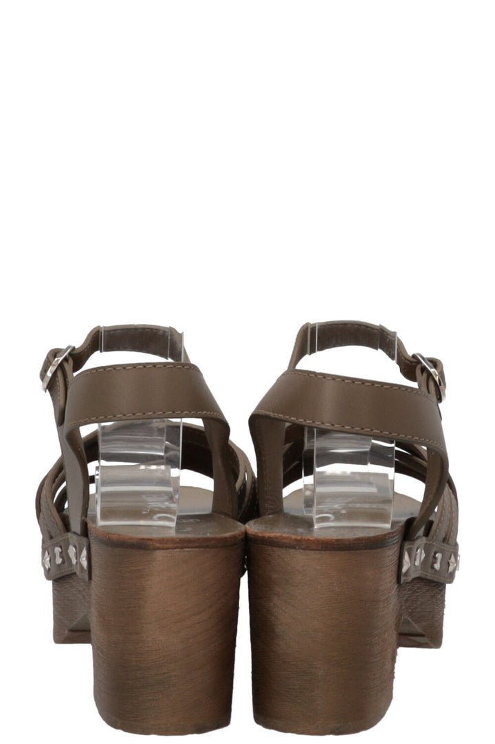 CHANEL CC Studded Clogs Green