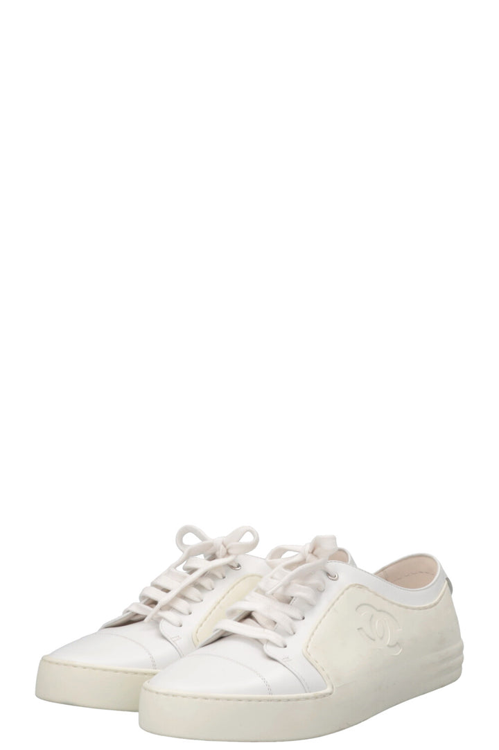 CHANEL CC Low Top Sneaker PVC White