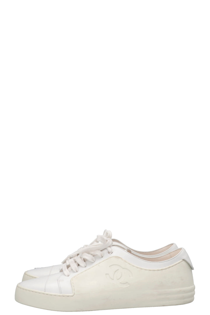 CHANEL CC Low Top Sneaker PVC White