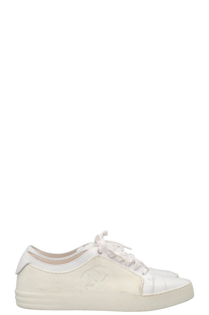 CHANEL CC Low Top Sneaker PVC White