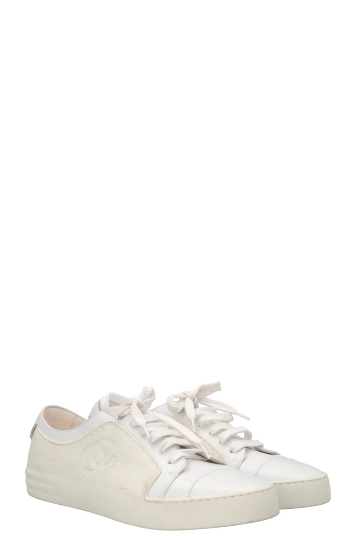 CHANEL CC Low Top Sneaker PVC White