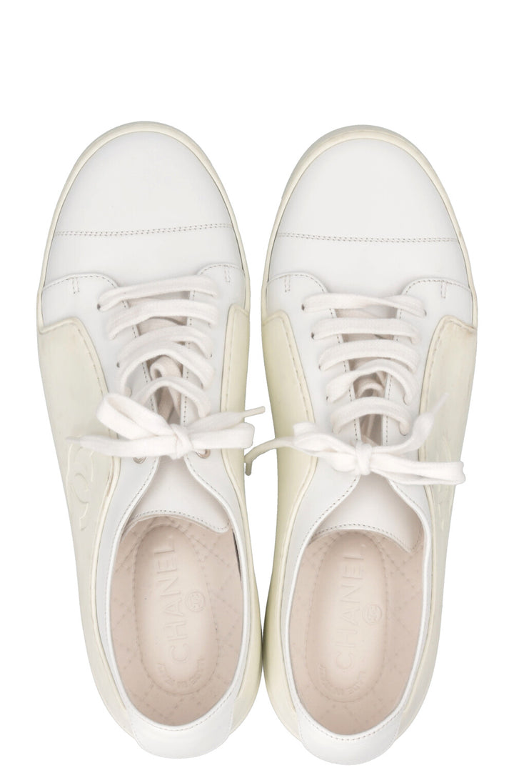 CHANEL CC Low Top Sneaker PVC White