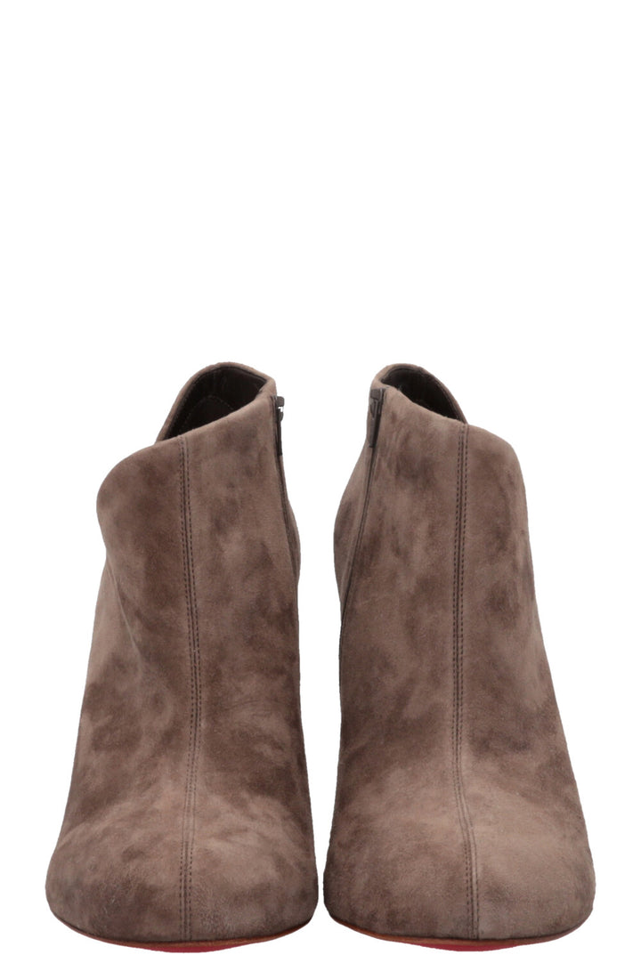 CHRISTIAN LOUBOUTIN Cut Out Ankle Boots Heels Suede Grey