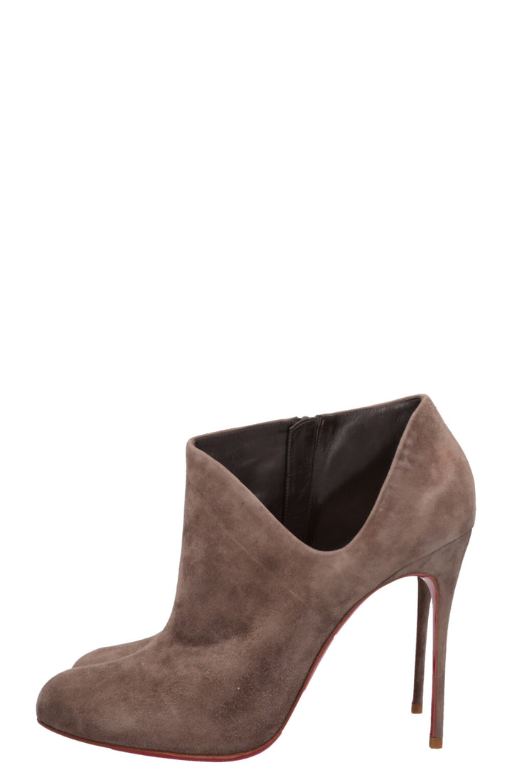 CHRISTIAN LOUBOUTIN Cut Out Ankle Boots Heels Suede Grey
