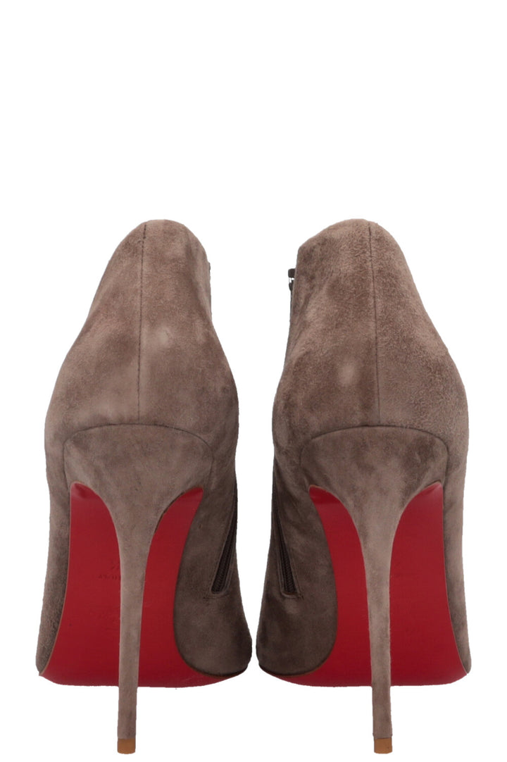 CHRISTIAN LOUBOUTIN Cut Out Ankle Boots Heels Suede Grey