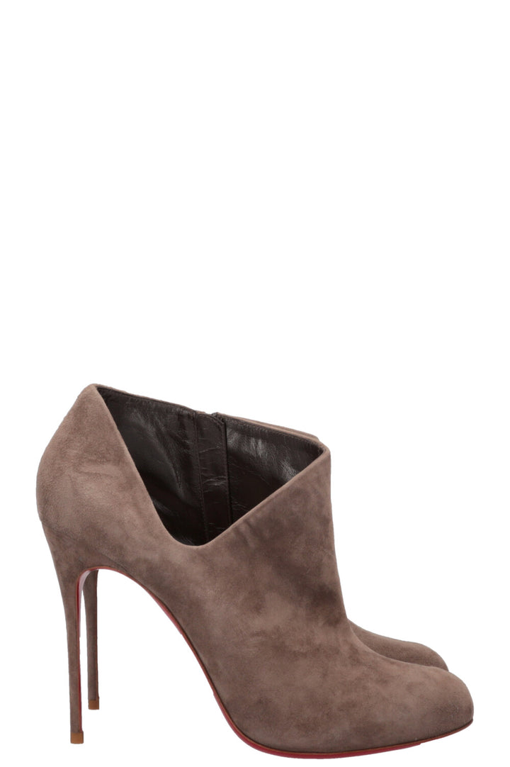 CHRISTIAN LOUBOUTIN Cut Out Ankle Boots Heels Suede Grey